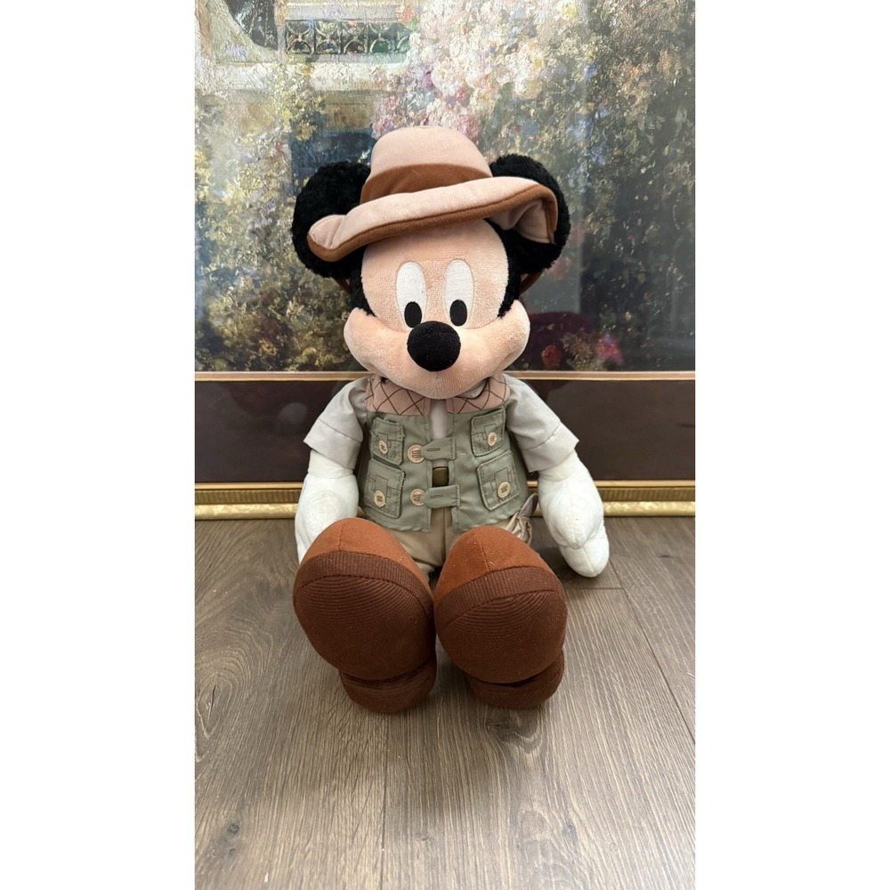 WALT DISNEY WORLD Safari Explorer Mickey Mouse Plush 11" Animal Kingdom Vtg